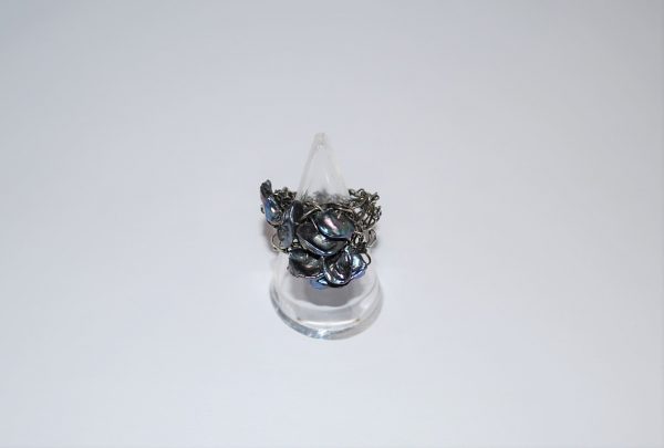 925s Oxyderet ring i hæklet sølvtråd. - Image 2